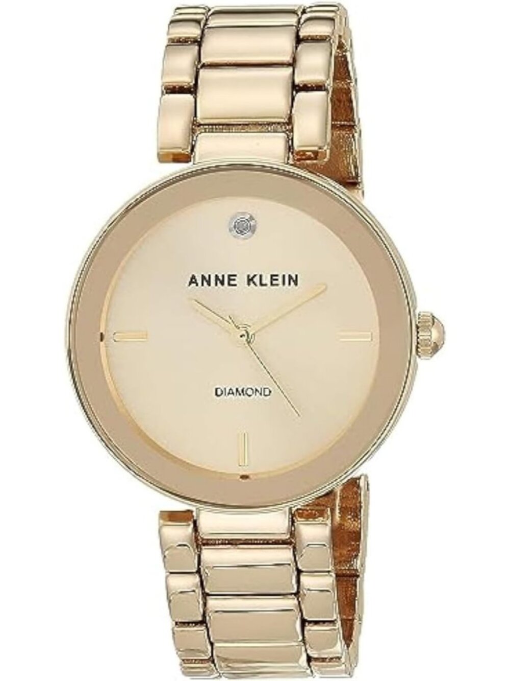 Anne Klein Women's Gold Analog Quartz Solid Genuine Diamond Dial Bracelet Watch
